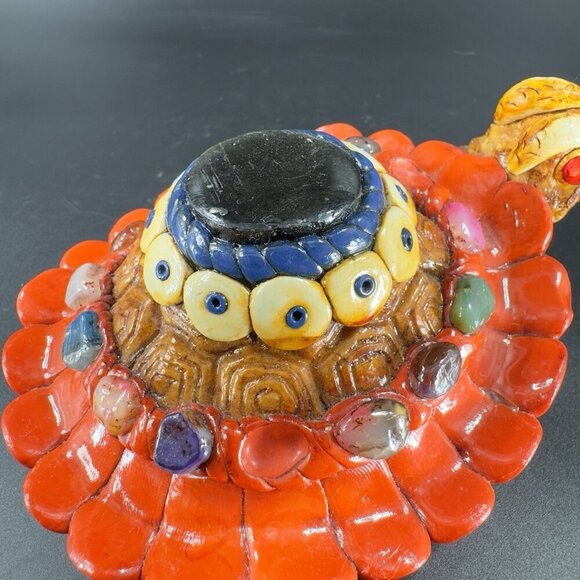Vintage Mexican Turtle Figurine Resin With Stones Hand Crafted Figure Decor VTG - Picture 5 of 12